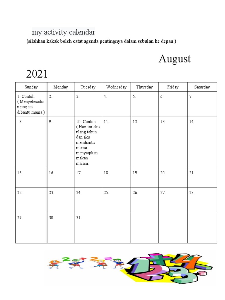 Kalender Aktivitas Bulanan | PDF