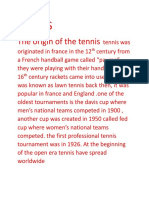 Tennis: The Origin of The Tennis