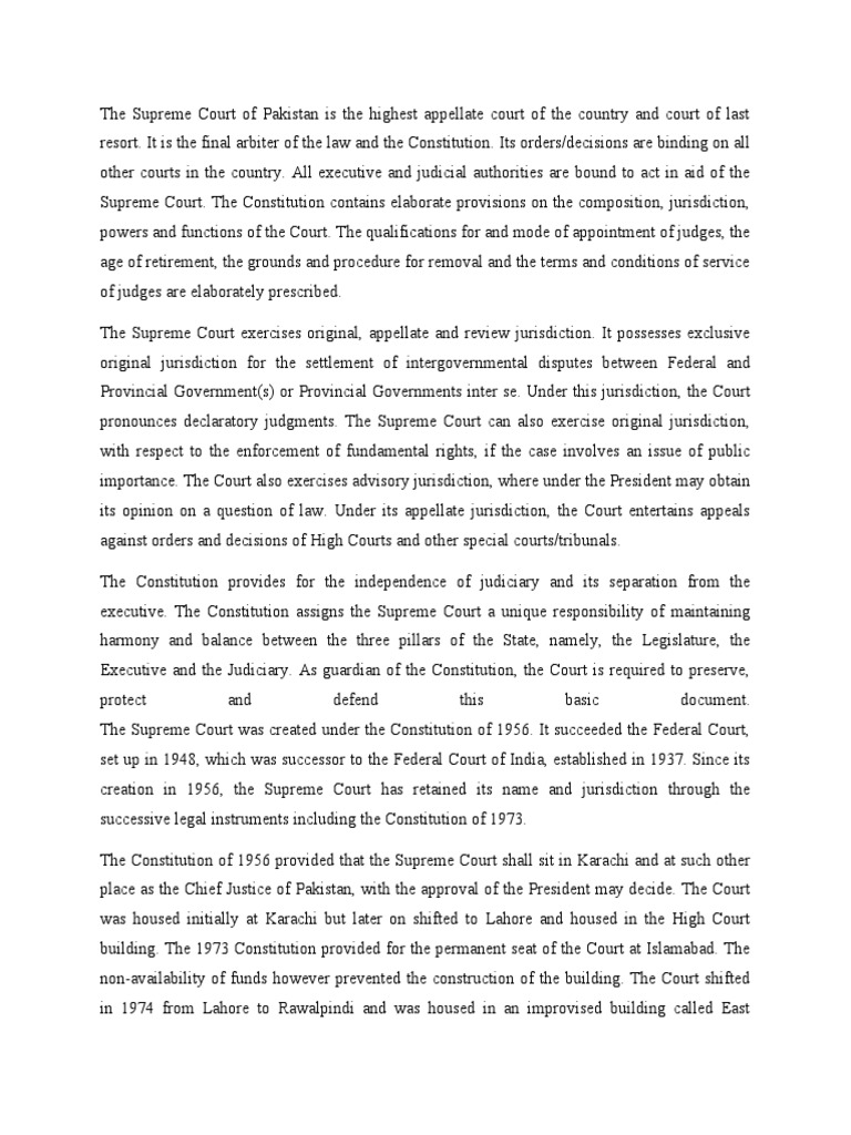 Overview of Pakistan's Supreme Court | PDF | Supreme Court Of The ...