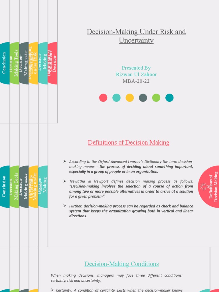 Decision-Making Under Risk and Uncertainty | PDF | Decision Making | Risk