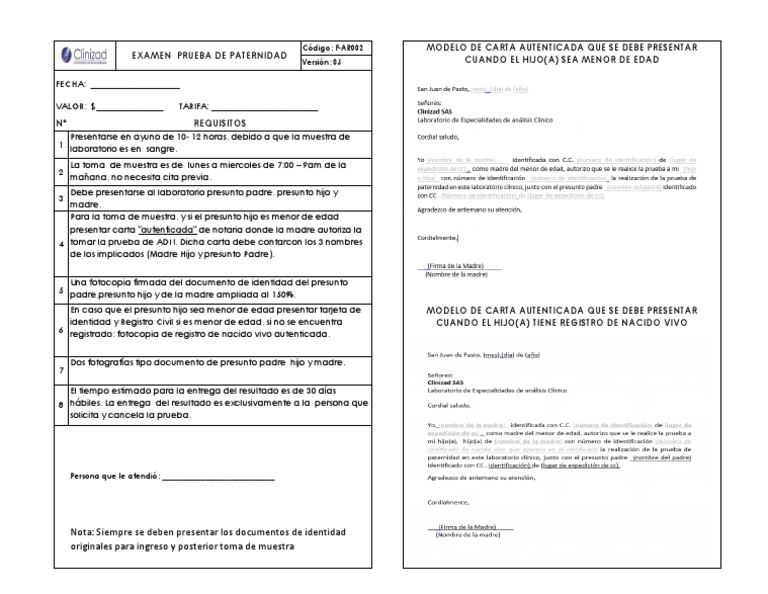Pruebas De Paternidad Pdf
