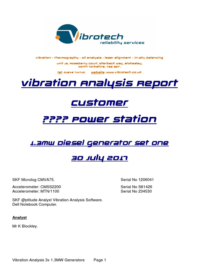 Power Station Engine Generator Vibration Analysis Report PDF
