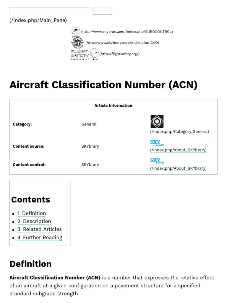 Aircraft Classification Number (ACN) PDF Aviation