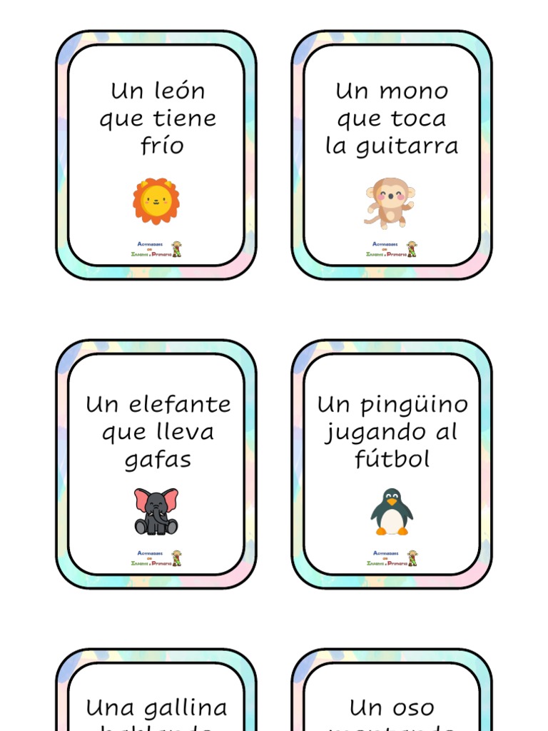 Juego Tarjetas Mimica | PDF, image size:768x1024