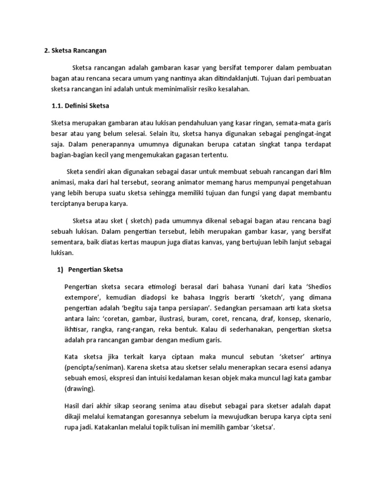 Fungsi dan Definisi Sketsa Rancangan | PDF