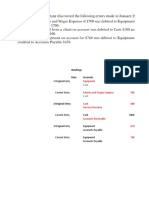 Workings Date Accounts Ref Debit: 1 Original Entry