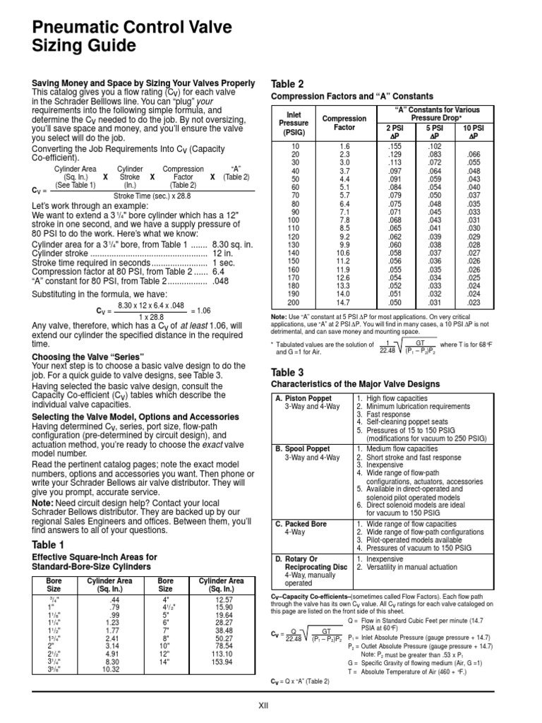 Pneumatic Control Valve Sizing Guide PDF Valve Pressure