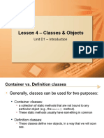 Lesson 4 - Classes & Objects: Unit D1 - Introduction