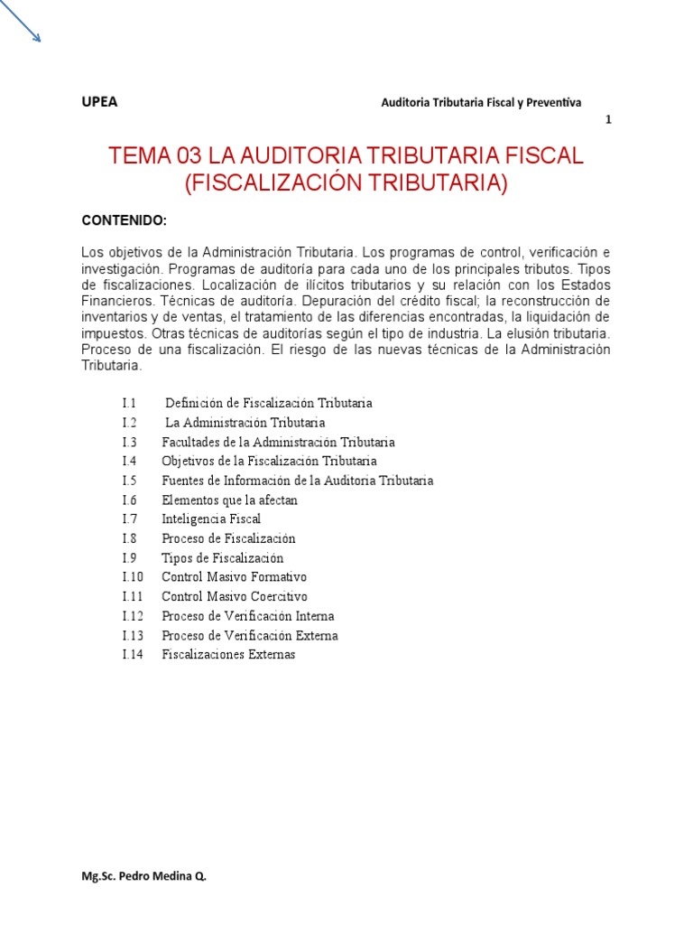 Tema 03 La Auditoria Tributaria Fiscal Pdf Auditoría Evasión De