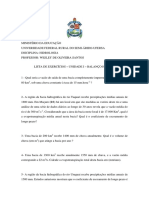 LISTA DE EXERCÍCIOS - Balanço - Hídrico - Atividade