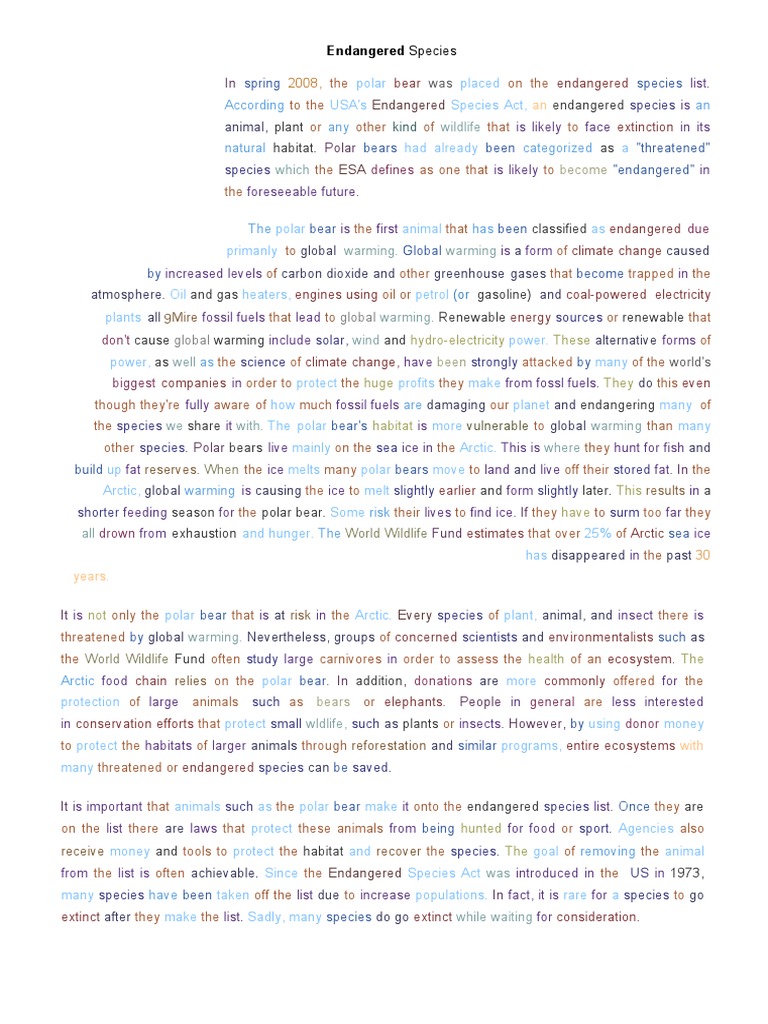 Endangered Species1 | PDF | Climate Change | Fossil Fuels