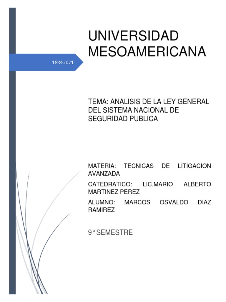 Análisis de La Ley General Del Sistema Nacional de Seguridad Publica ...