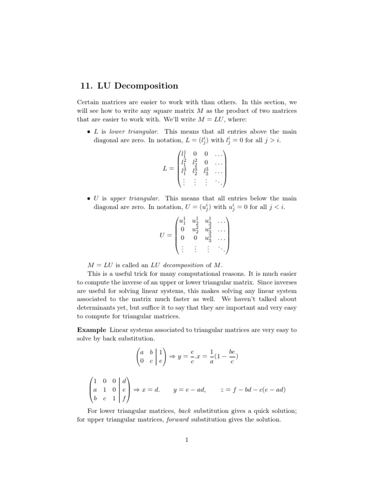 LU Decomposition Explained | PDF | Matrix (Mathematics) | Mathematics