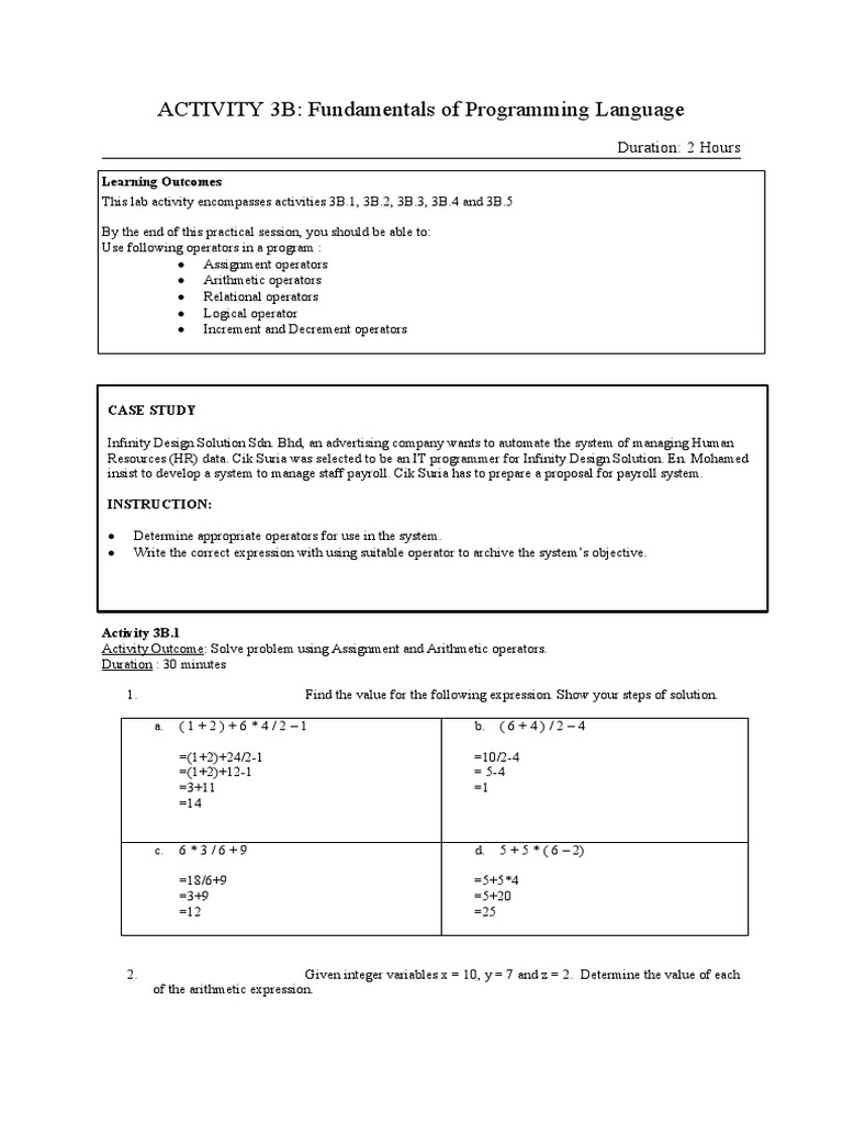 ACTIVITY 3B: Fundamentals of Programming Language: Learning Outcomes ...