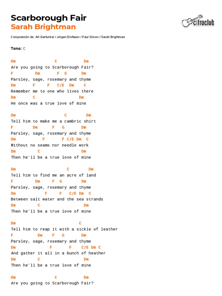 Scarborough Fair - Simon & Garfunkel - Lyrics & Chords