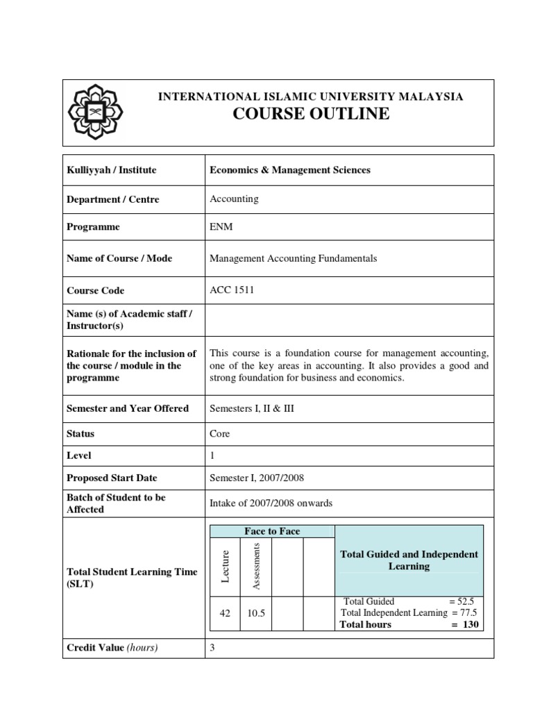 Management Accounting Fundamentals Course | PDF | Management Accounting ...