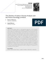 The Decline of Labour Process Analysis and The Future Sociology of Work
