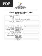 Tv-Based Instruction (Tbi) Episode Script For (Mathematics 7)