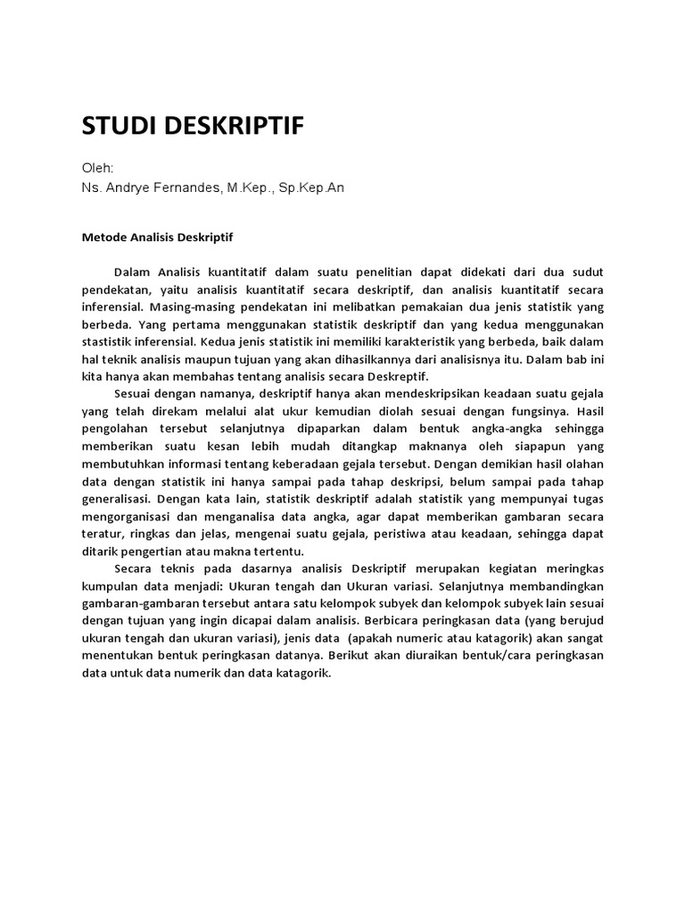 Konsep Studi Deskriptif Pdf