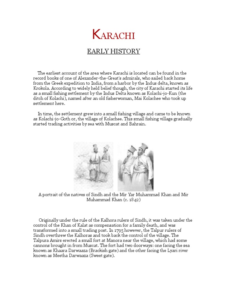 HISTORY OF KARACHI intelligence overview