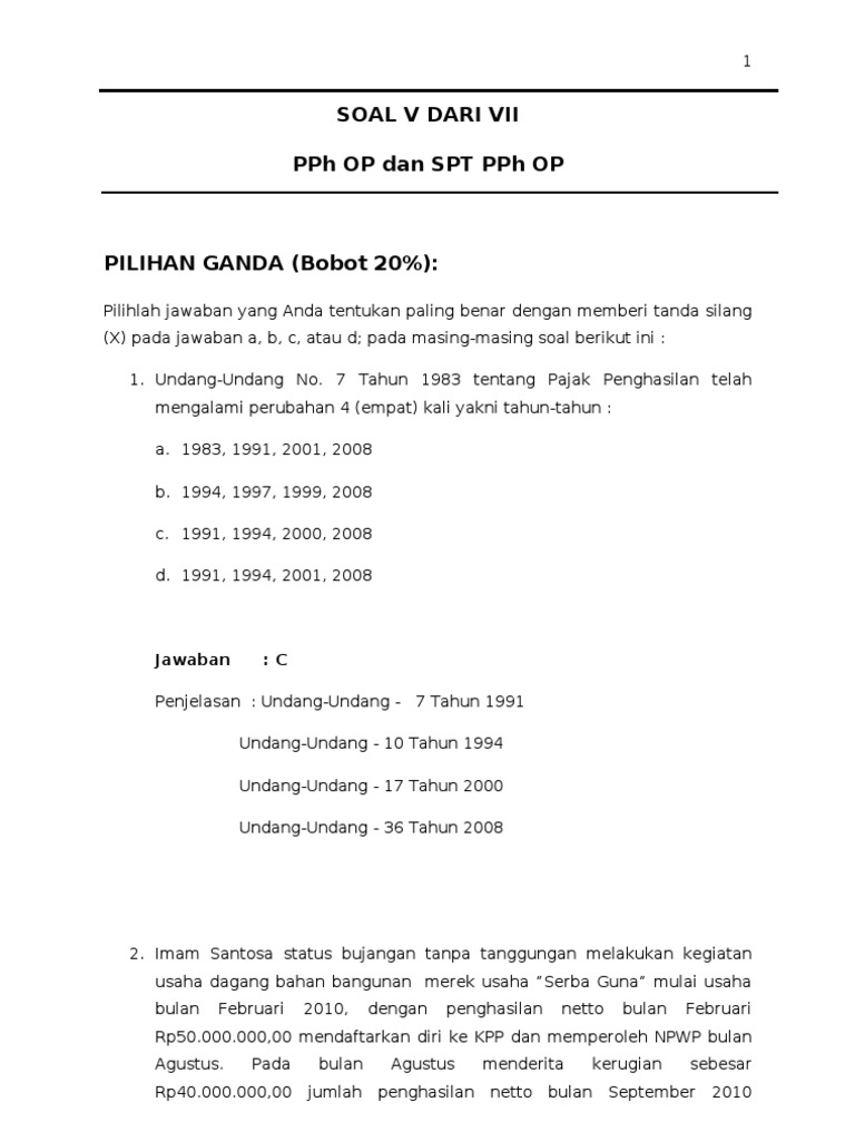 Pajak Pph Op Soal Hal 375