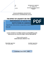 The Effect of Liquidity On The Financial Performance of Micro Finance Institutions in Cameroon