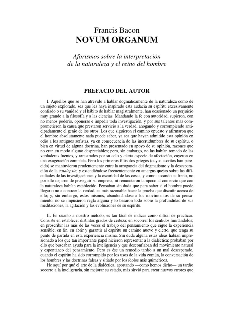 Francis Bacon - Novum Organum (Completo) | PDF