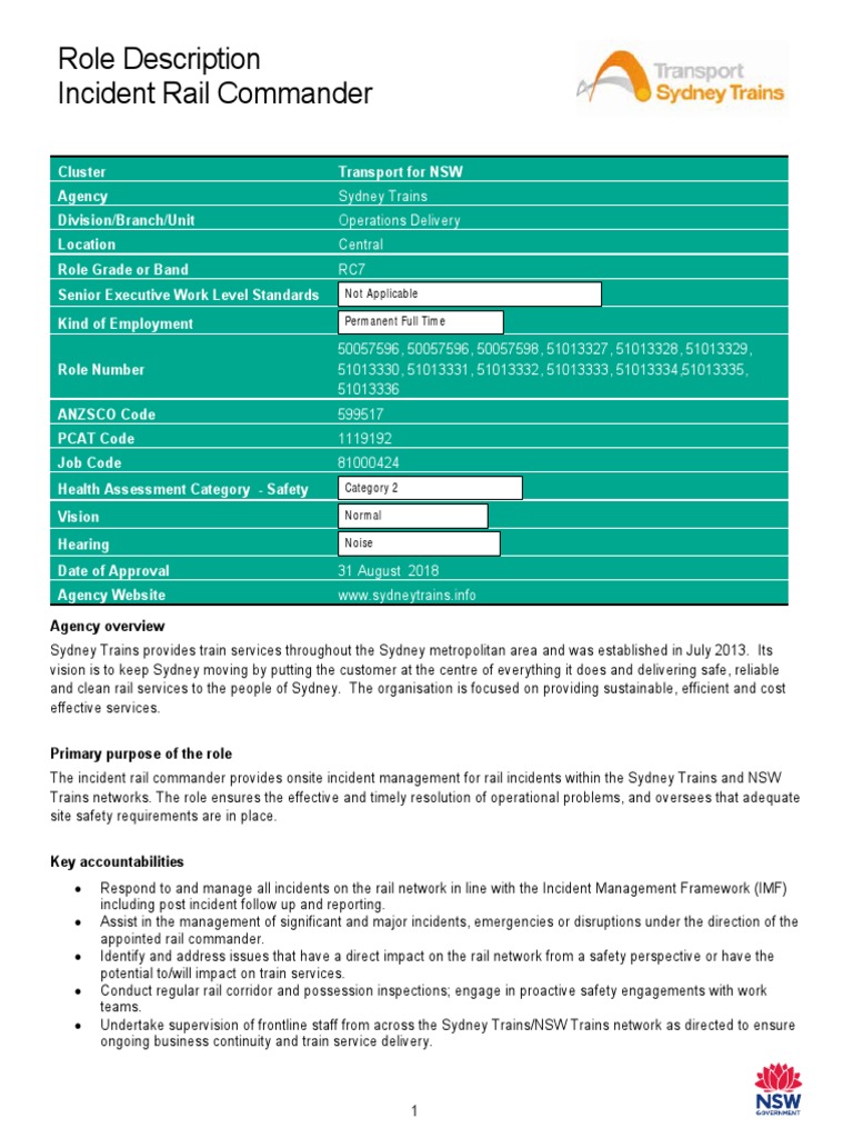 Incident Rail Commander Role Overview | PDF | Risk | Emergency