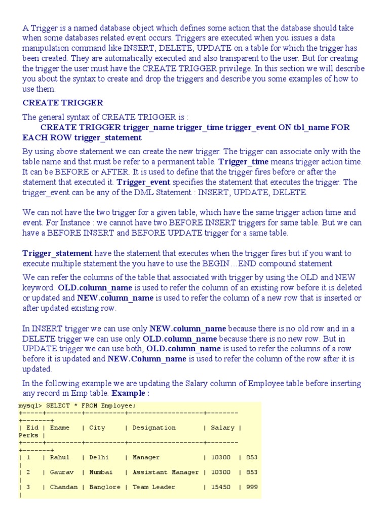 Create Trigger: Page 1 of 26 | PDF | Parameter (Computer Programming ...