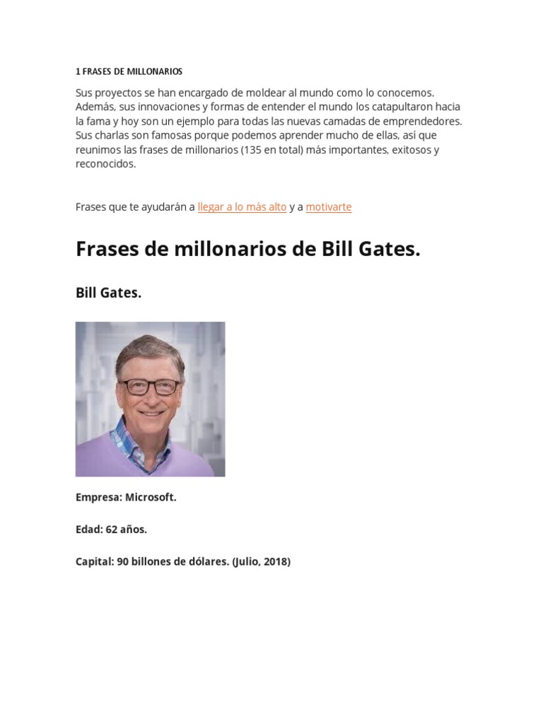 Frases Inspiradoras de Millonarios | PDF | Warren Buffett | Mark Zuckerberg, image size:768x1024