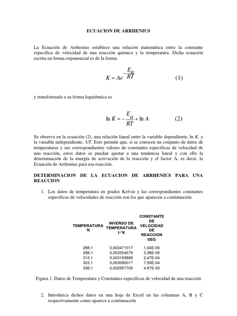 Ecuación de Arrhenius y su Aplicación | PDF | Reacciones químicas | Física