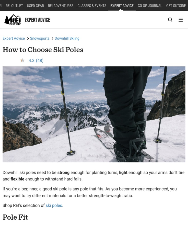 REI How To Choose The Right Ski Pole PDF Ski Racing