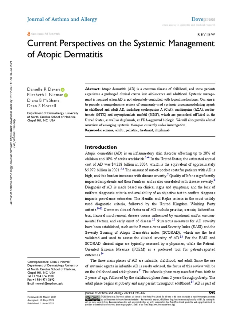 Current Perspectives On The Systemic Management of Atopic Dermatitis ...