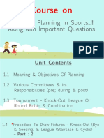 Course On: Unit - I: Planning in Sports..!! Along-With Important Questions