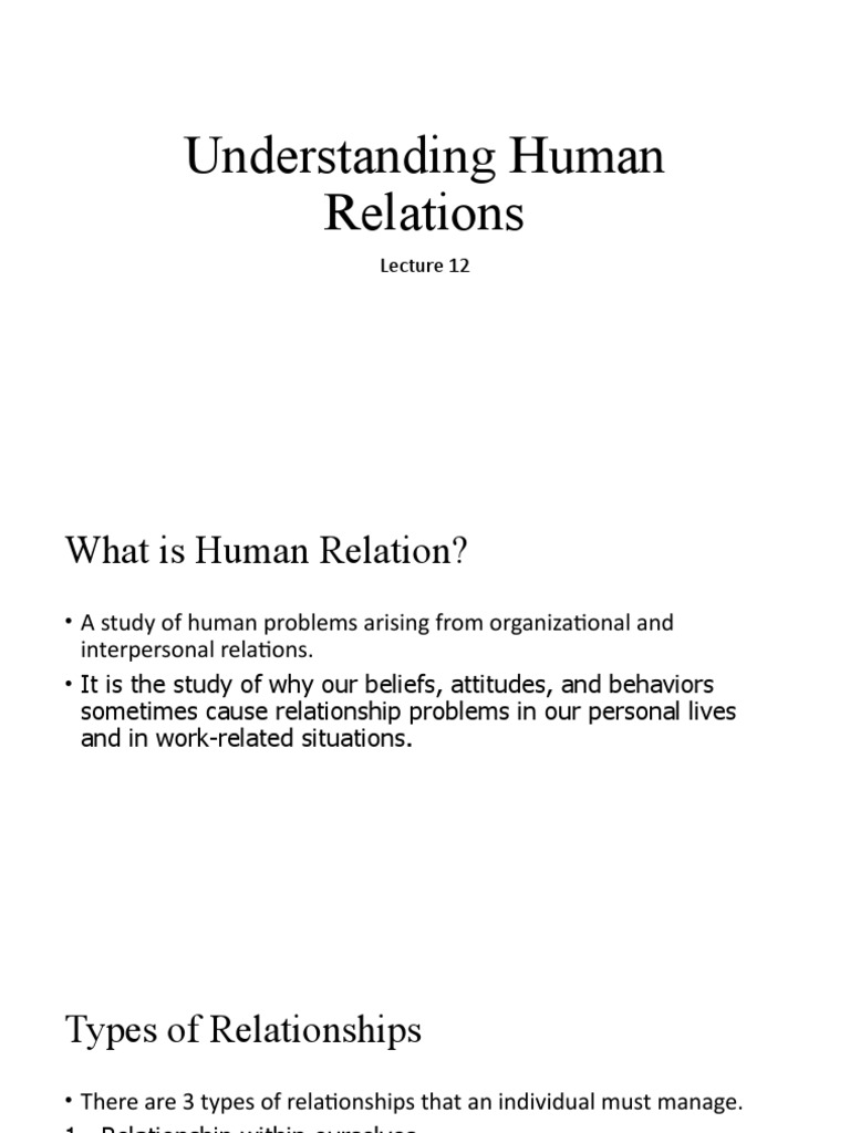 Unferstand Human Relation L12 | PDF