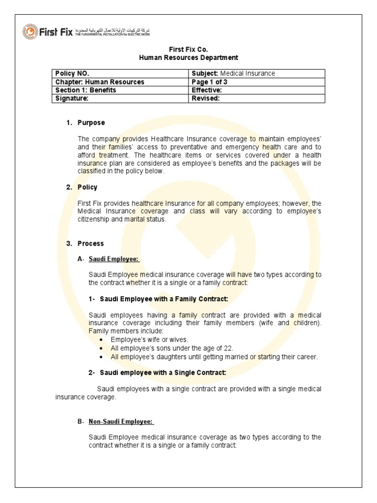 Medical Insurance Policy - FirstFix - Version3 | PDF | Insurance ...