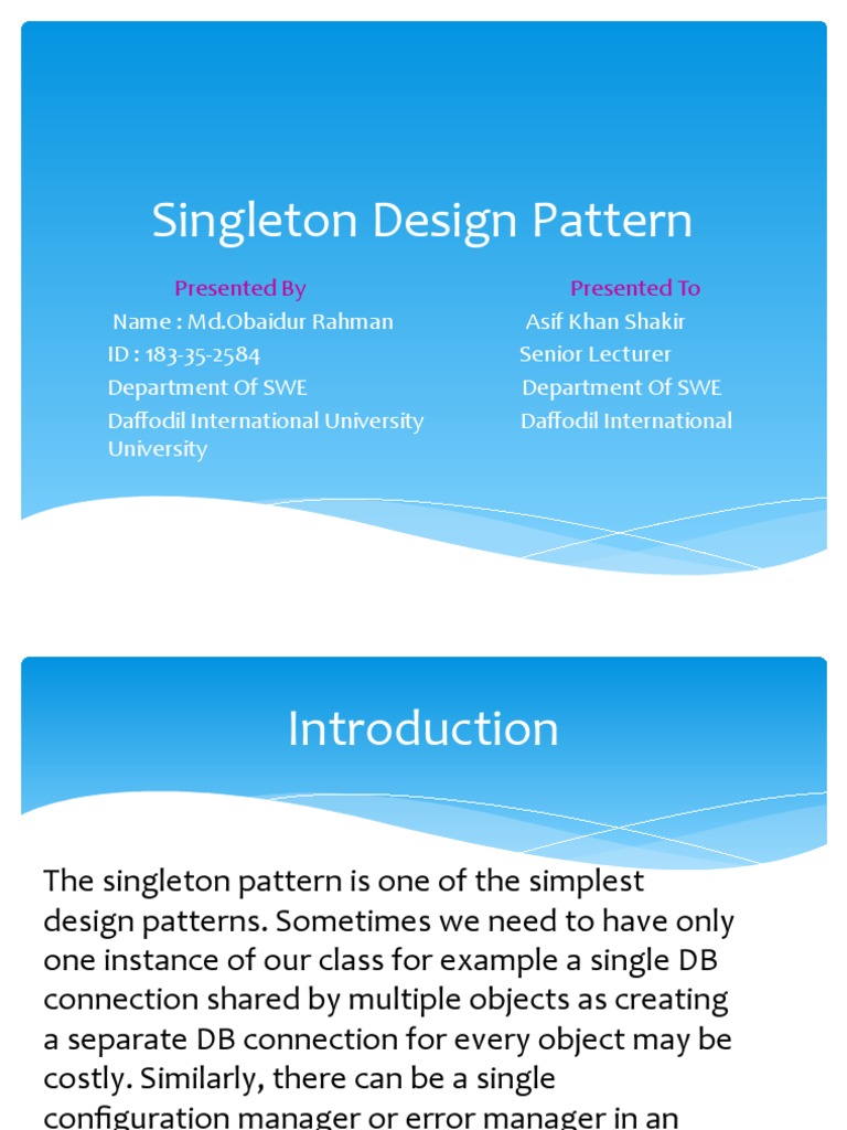 Singleton Design Pattern Guide | PDF | Computers | Technology & Engineering