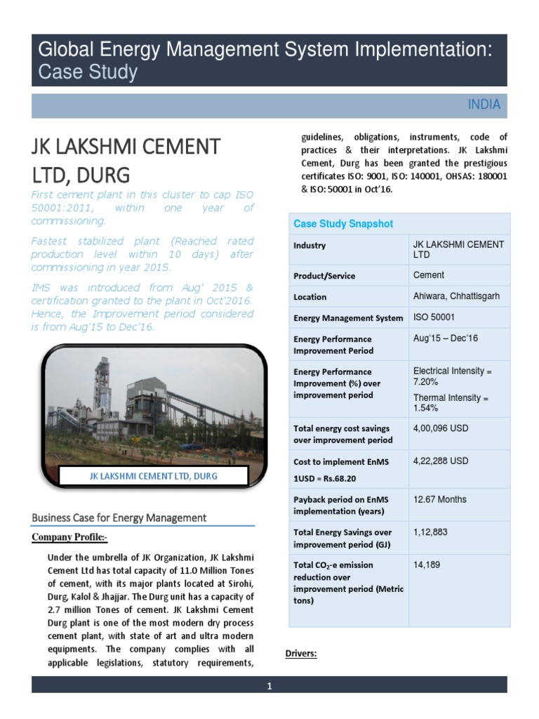 Energy Management at JK Lakshmi Durg | PDF | Energy Management ...