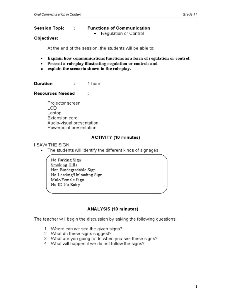 Functions of Communication: Regulation & Control | PDF | Communication ...
