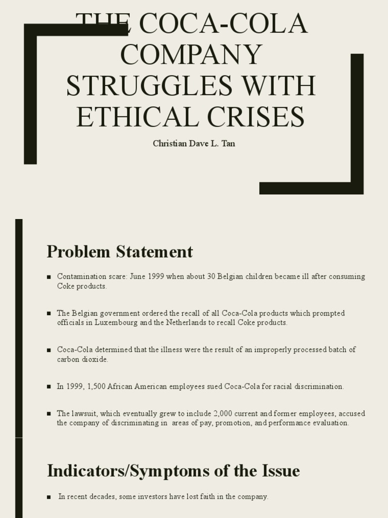 current ethical issues for coca cola