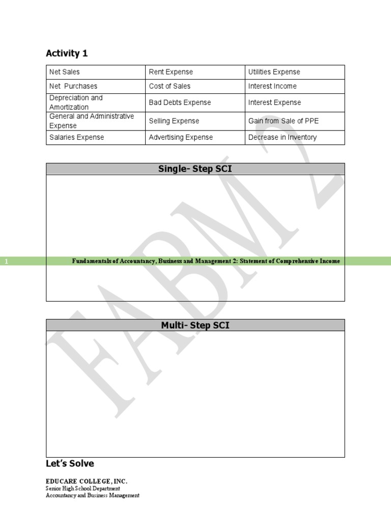 Single vs Multi-Step SCI Explained | PDF | Expense | Debits And Credits