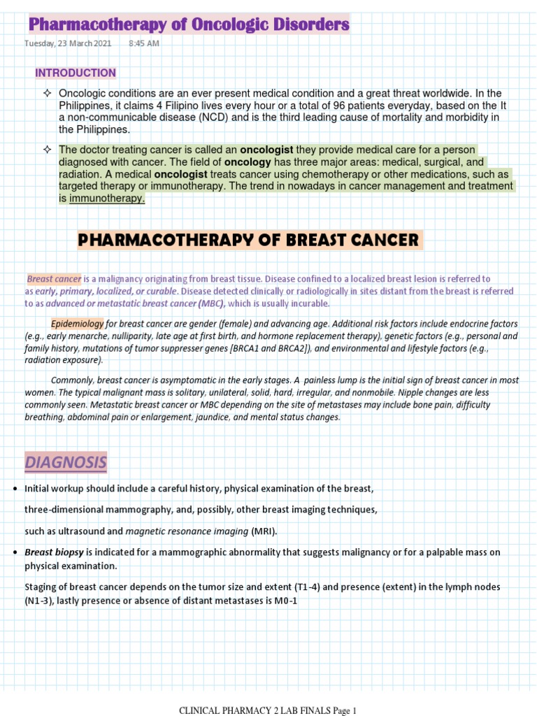 Clinical Pharmacy 2 Lab Finals | PDF | Lung Cancer | Cancer