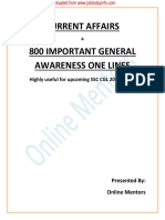 Current Affairs and 800 Important General Awareness Questions