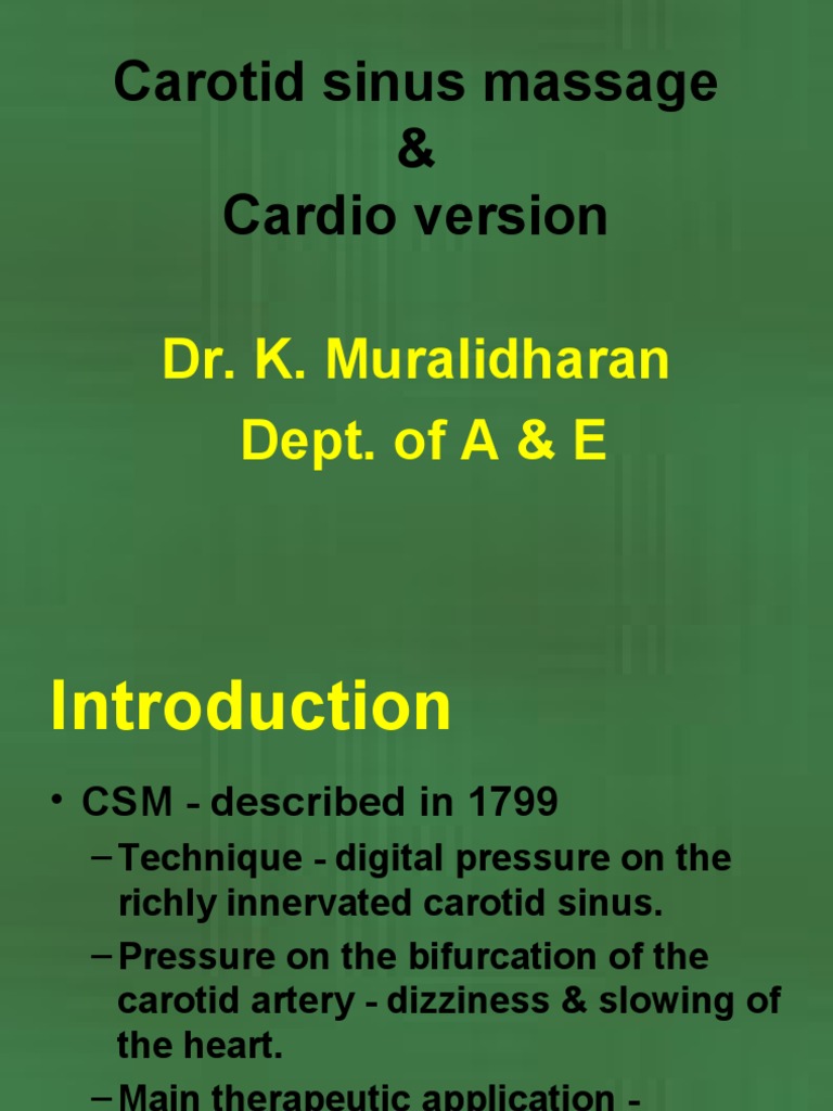 Carotid Sinus Massage Murali PDF Internal Medicine Cardiology