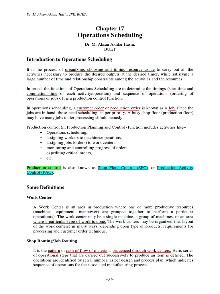 Operations Scheduling Overview | PDF | Business Process | Systems Science
