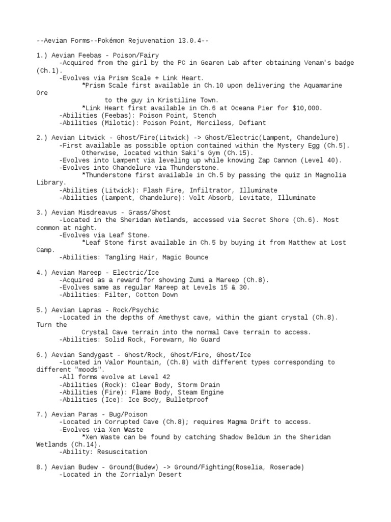 Pokemon Rejuvenation Guide