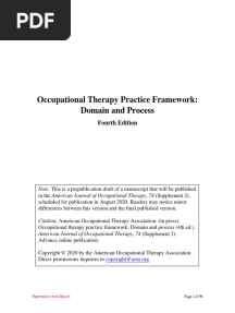 Occupational Therapy Practice Framework: Domain and Process: Fourth Edition