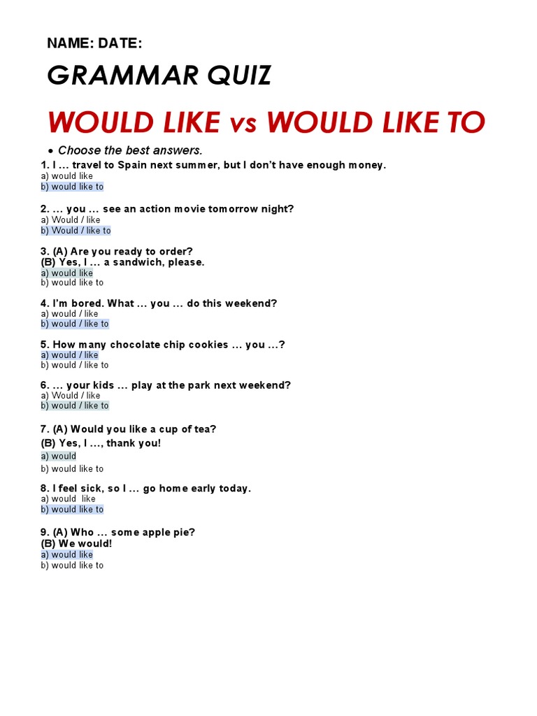 would like to