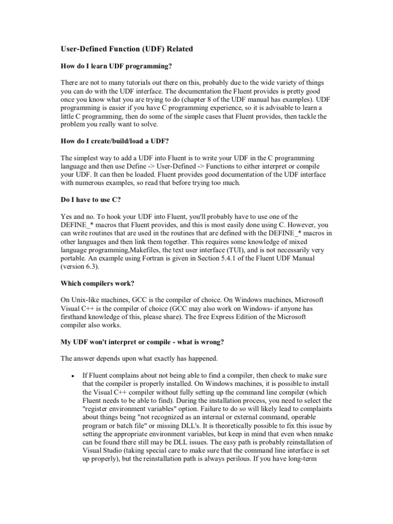 User Defined Functions in Fluent | PDF | C (Programming Language ...