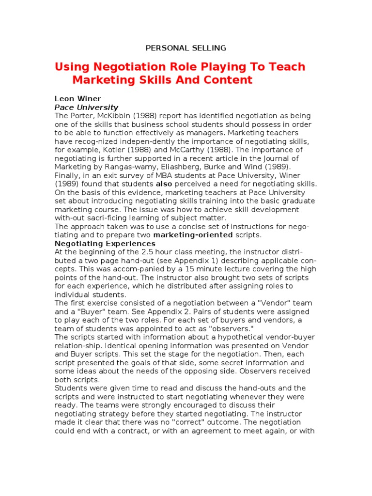 Negotiation Skill Pdf Negotiation Inventory